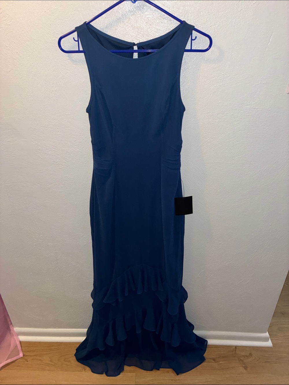 Lulus Sleeveless Navy Ruffle Gown